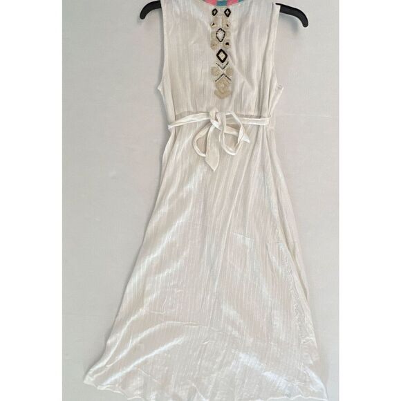 Area Stars Womens Sz S MAYAN Wrap Dress White Midi Embroidered NWT $150 - Picture 11 of 12